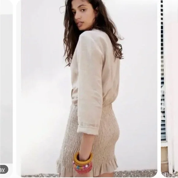 NEW Zara Linen Dress with Ruffle Hem - Picture 4 of 9